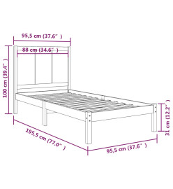 Cadre de lit Gris Bois de pin massif 90x190 cm Simple