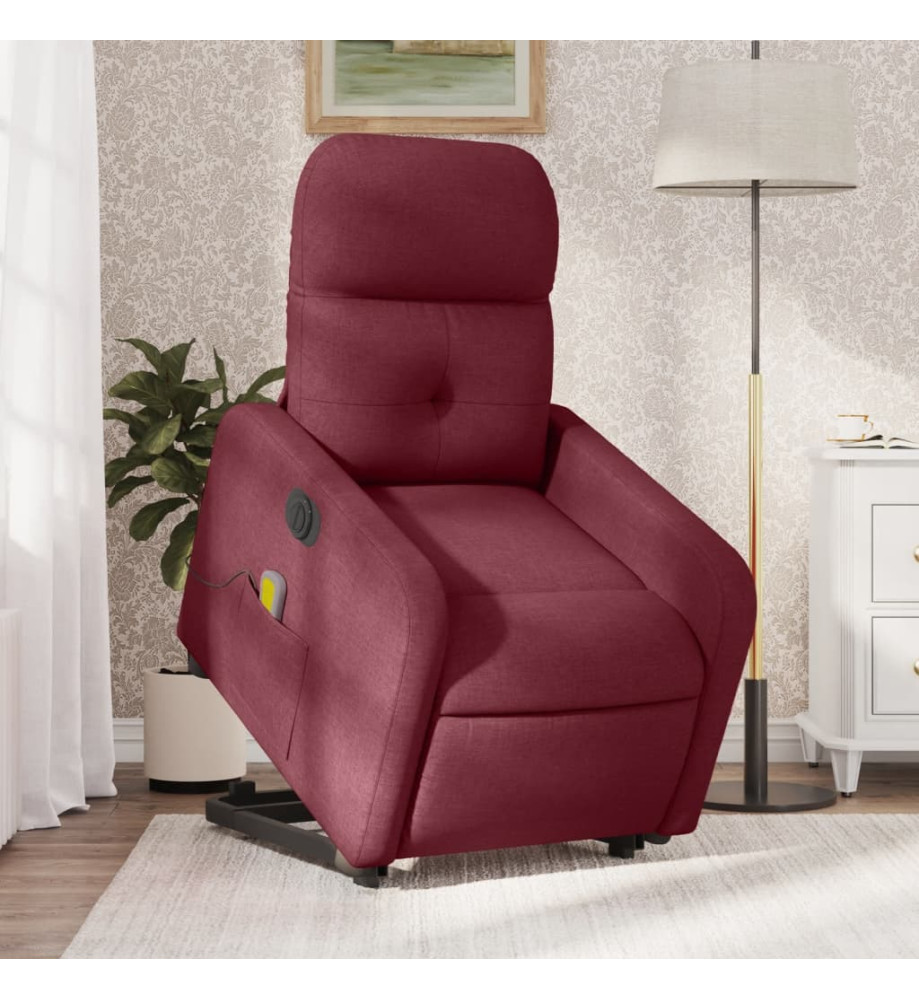 Fauteuil inclinable de massage électrique Rouge bordeaux Tissu Fauteuil inclinable de massage électrique Rouge bordeaux Tissu