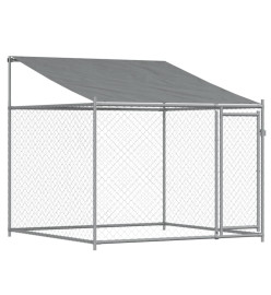 Cage pour chien avec toit et porte gris 4x2x2 m acier galvanisé