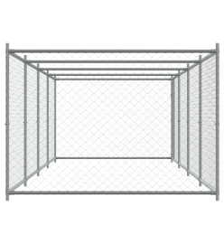 Cage pour chien avec porte gris 8x2x1,5 m acier galvanisé