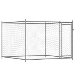 Cage pour chien avec portes gris 8x2x1,5 m acier galvanisé