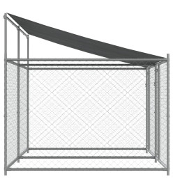 Cage pour chien avec toit et portes gris 4x2x2m acier galvanisé