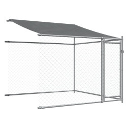 Cage pour chien avec toit et portes gris 4x2x2m acier galvanisé