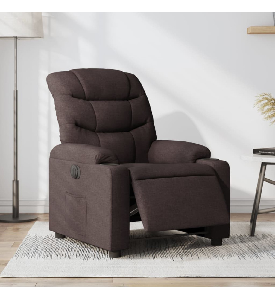 Fauteuil inclinable électrique Marron foncé Tissu