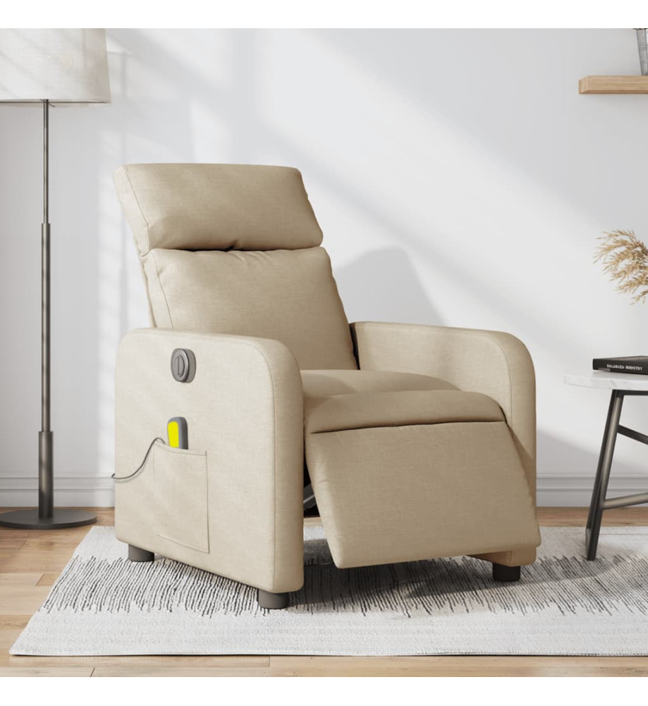 Fauteuil inclinable de massage électrique crème tissu Fauteuil inclinable de massage électrique crème tissu