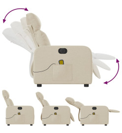 Fauteuil inclinable de massage électrique crème tissu