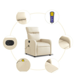 Fauteuil inclinable de massage électrique crème tissu