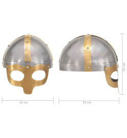 Casque de viking de réplique antique pour GN Argenté Acier