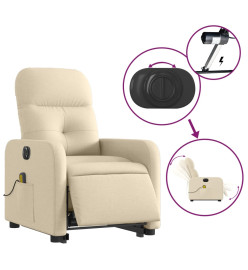 Fauteuil inclinable de massage électrique Crème Tissu