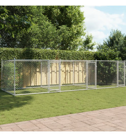 Cage pour chien avec portes gris 6x2x1,5 m acier galvanisé