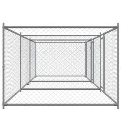 Cage pour chien avec portes gris 6x2x1,5 m acier galvanisé