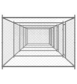 Cage pour chien avec portes gris 10x2x1,5 m acier galvanisé