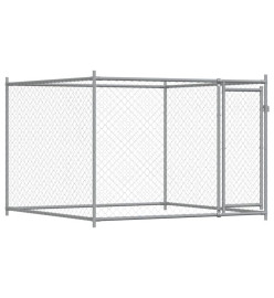 Cage pour chien avec portes gris 10x2x1,5 m acier galvanisé