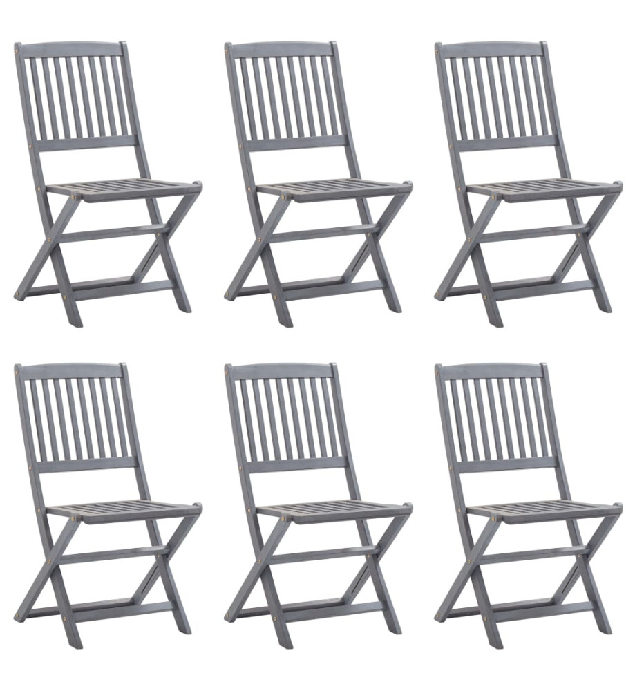 Chaises pliables d'extérieur 6 pcs Bois d'acacia solide