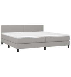 Sommier tapissier matelas et LED Gris clair 200x200 cm Tissu