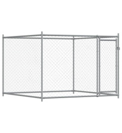 Cage pour chien avec porte gris 2x2x1,5 m acier galvanisé