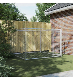 Cage pour chien avec porte gris 2x2x1,5 m acier galvanisé