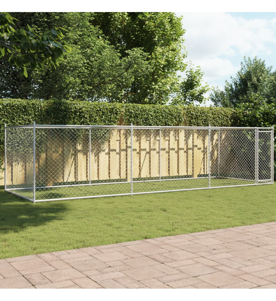 Cage pour chien avec porte gris 6x2x1,5 m acier galvanisé