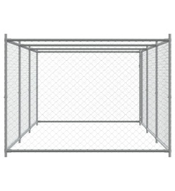 Cage pour chien avec porte gris 6x2x1,5 m acier galvanisé