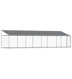 Cage pour chien avec toit et porte gris 8x2x2 m acier galvanisé