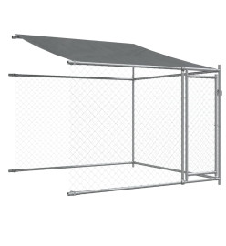 Cage pour chien avec toit/portes gris 10x2x2 m acier galvanisé