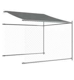 Cage pour chien avec toit et porte gris 12x2x2m acier galvanisé