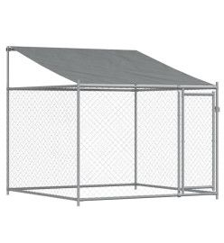 Cage pour chien avec toit et portes gris 6x2x2m acier galvanisé