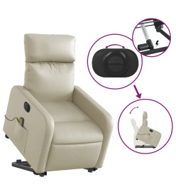 Fauteuil inclinable de massage électrique crème similicuir