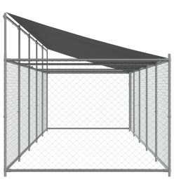 Cage pour chien avec toit et porte gris 10x2x2m acier galvanisé