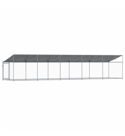 Cage pour chien avec toit et porte gris 10x2x2m acier galvanisé