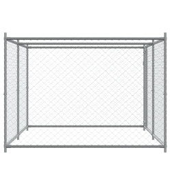 Cage pour chien avec porte gris 4x2x1,5 m acier galvanisé