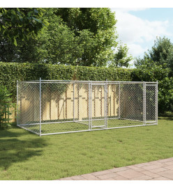 Cage pour chien avec portes gris 4x2x1,5 m acier galvanisé