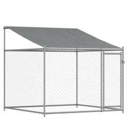 Cage pour chien avec toit et portes gris 8x2x2m acier galvanisé