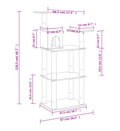 Arbre à chat avec griffoirs en sisal Crème 119 cm
