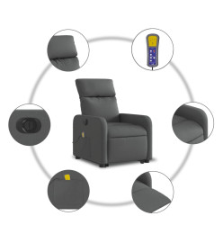 Fauteuil inclinable de massage électrique Gris foncé Tissu