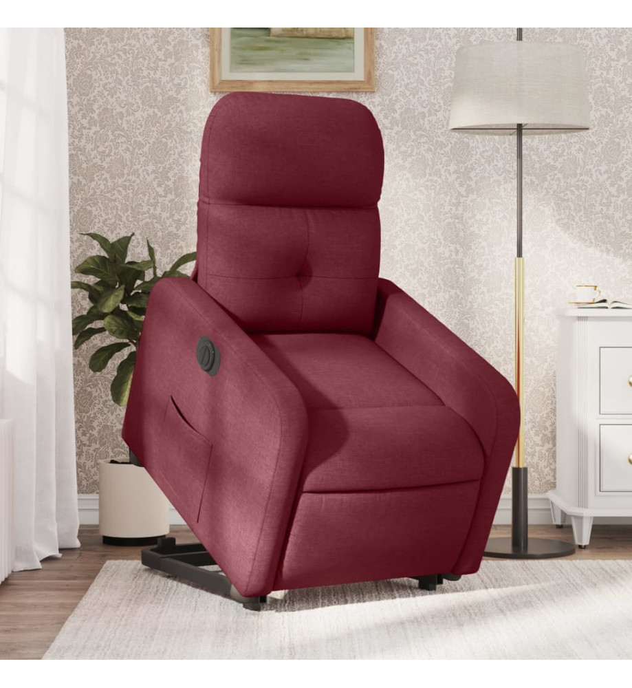 Fauteuil inclinable électrique rouge bordeaux tissu Fauteuil inclinable électrique rouge bordeaux tissu