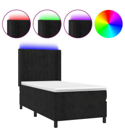 Sommier tapissier avec matelas et LED Noir 100x200 cm Velours