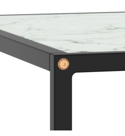 Table basse Noir avec verre marbre blanc 80x80x35 cm