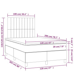 Sommier tapissier avec matelas et LED Noir 120 x 200 cm Velours