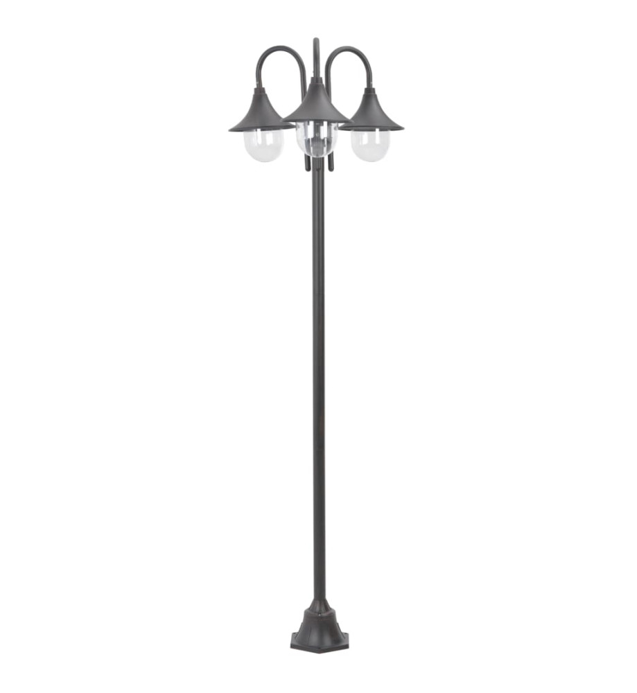 Lampadaire de jardin E27 220 cm Aluminium 3 lanternes Bronze