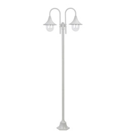 Lampadaire de jardin E27 220 cm Aluminium 2 lanternes Blanc