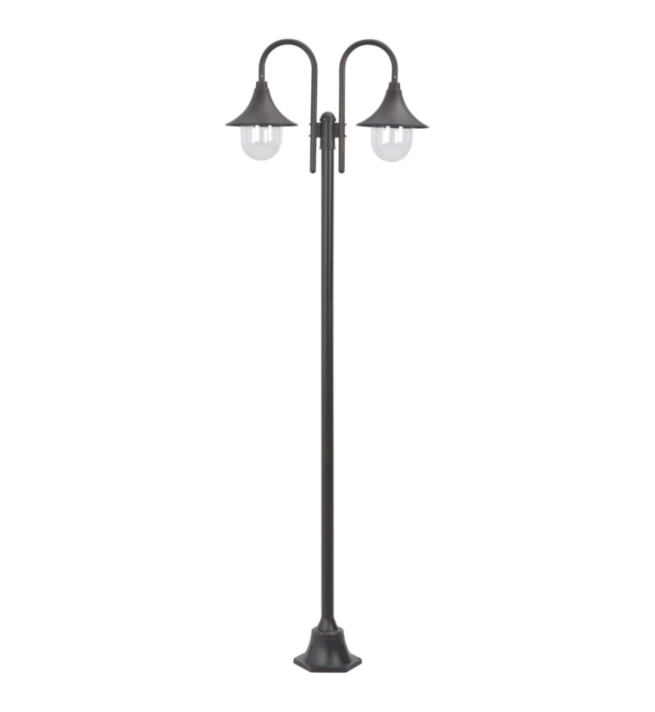 Lampadaire de jardin E27 220 cm Aluminium 2 lanternes Bronze