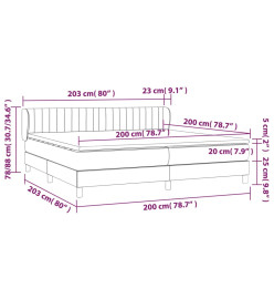 Lit à sommier tapissier et matelas Noir 200x200 cm Velours