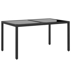 Mobilier à dîner jardin 7 pcs Résine tressée verre trempé Noir