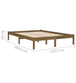 Cadre de lit Marron miel Bois massif 120x190 cm Petit Double