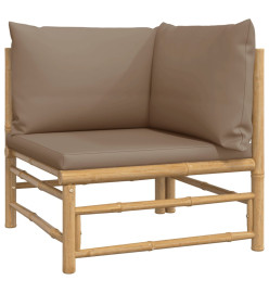 Salon de jardin 8 pcs avec coussins taupe bambou