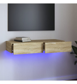 Meuble TV avec lumières LED Chêne sonoma 90x35x15,5 cm