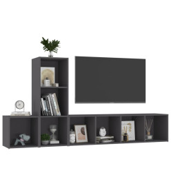 Ensemble de meubles TV 3 pcs Gris Aggloméré