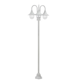 Lampadaire de jardin E27 220 cm Aluminium 3 lanternes Blanc