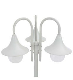 Lampadaire de jardin E27 220 cm Aluminium 3 lanternes Blanc